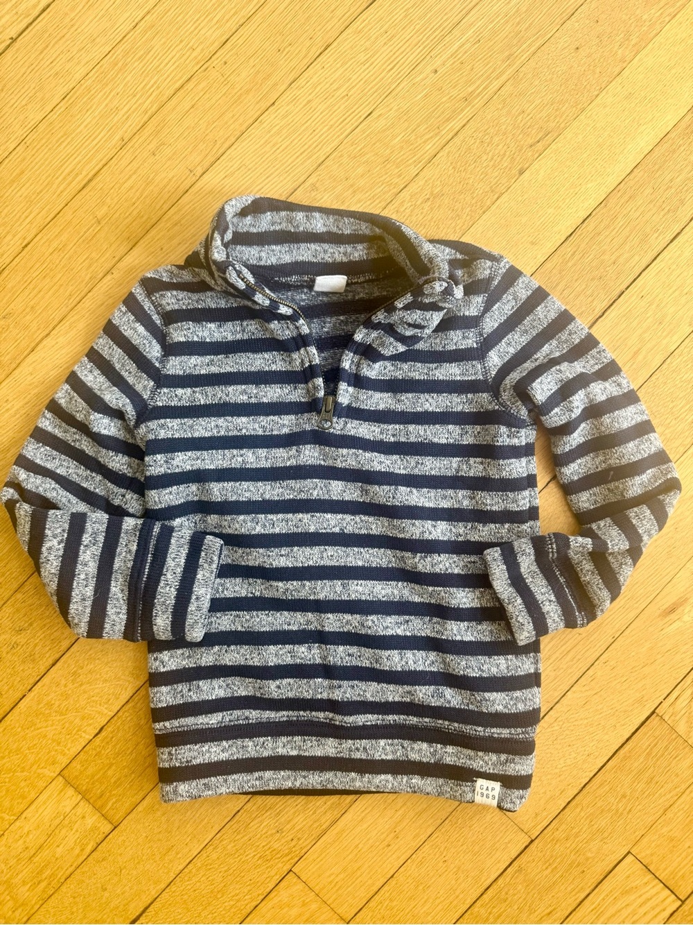 GAP Baby Navy and Blue Striped Kids Half-Zip Hoodie Sweatshirt Size 4